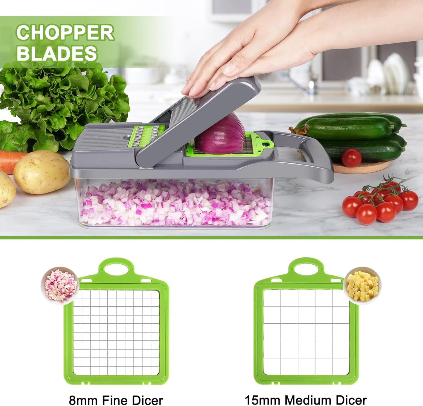 15-In-1 Vegetable Chopper, Cheese Slicer, Food Chopper, Veggie Chopper, Onion Ch